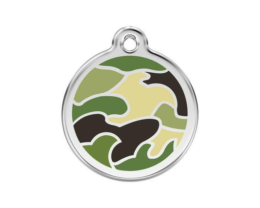 Médaille gravée chien camouflage vert