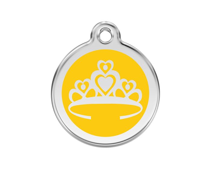 Médaille chien gravée couronne princesse jaune