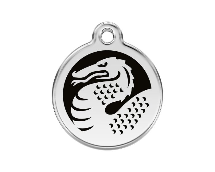 Médaille chien gravée dragon noir