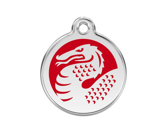 Médaille chien gravée dragon rouge