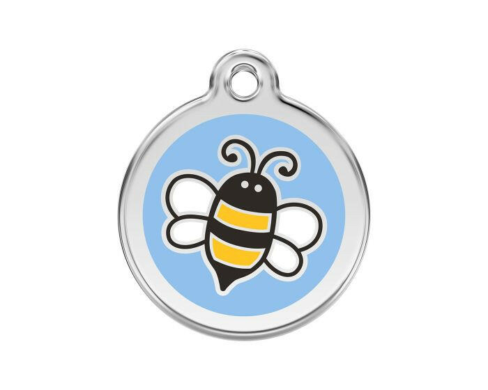 Médaille chien gravée abeille bleu