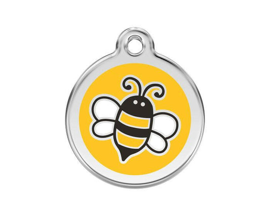 Médaille chien gravée abeille jaune