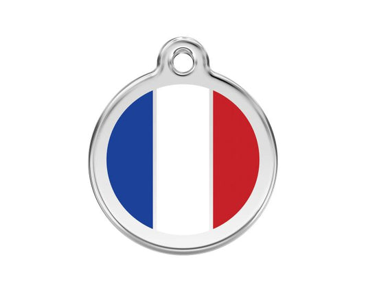 Médaille chien gravée drapeau France
