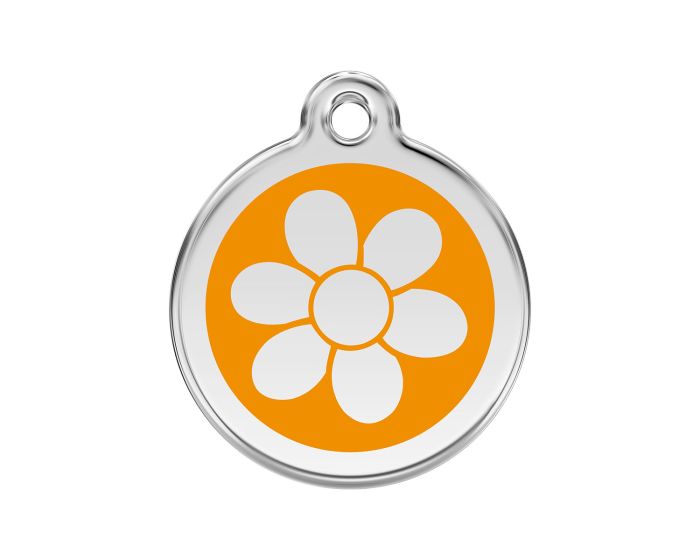 Médaille chien gravée fleur orange