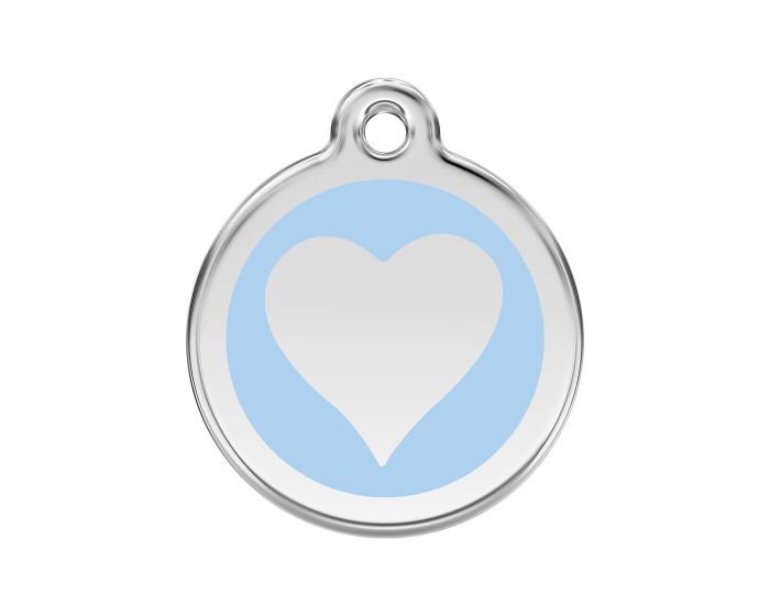 Médaille chien gravée coeur bleu clair