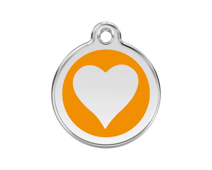 Médaille chien gravée coeur orange