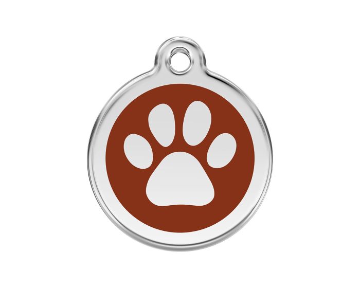 Médaille chien gravée empreinte de patte marron