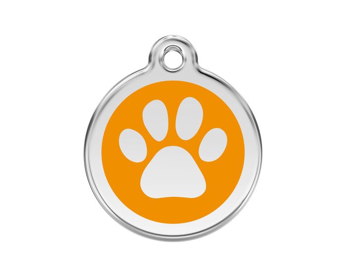Médaille chien gravée empreinte de patte orange