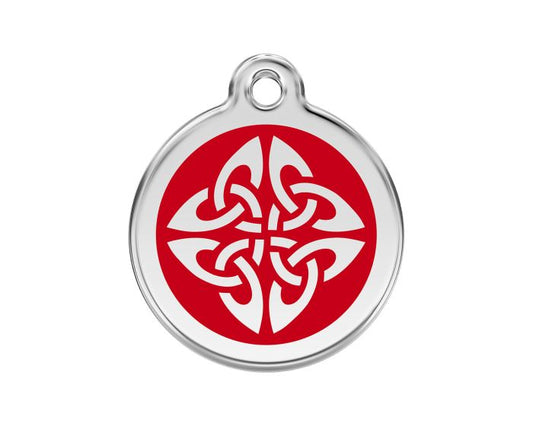 Médaille chien gravée flèches tribales rouge