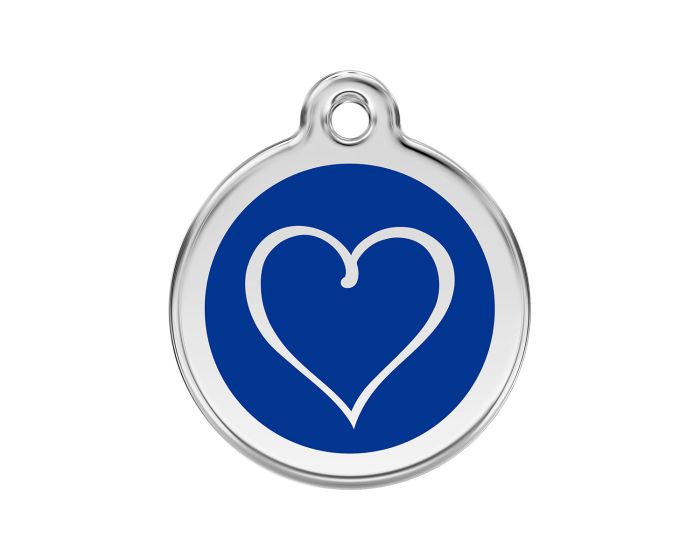 Médaille chien gravée coeur tribal bleu foncé