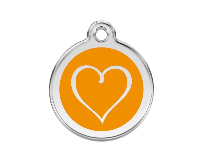 Médaille chien gravée coeur tribal orange