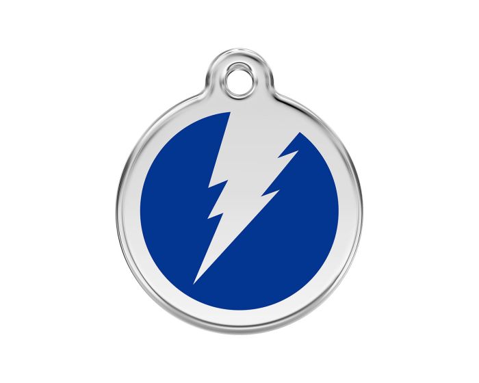 Médaille chien gravée flash bleu foncé