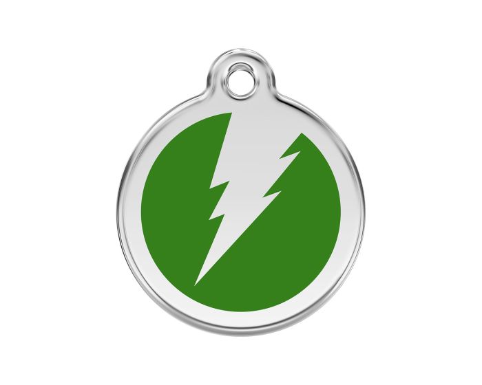 Médaille chien gravée flash vert