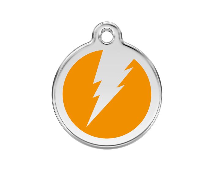 Médaille chien gravée flash orange