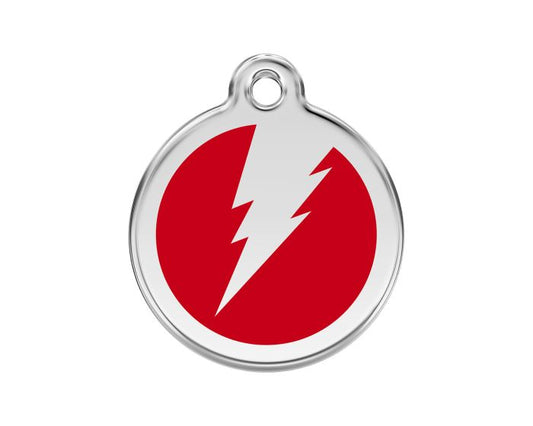 Médaille chien gravée flash rouge
