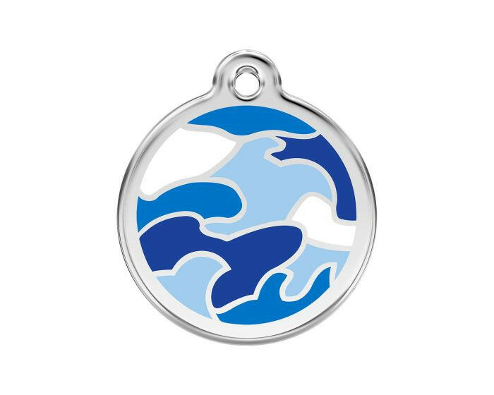 Médaille gravée chien camouflage bleu