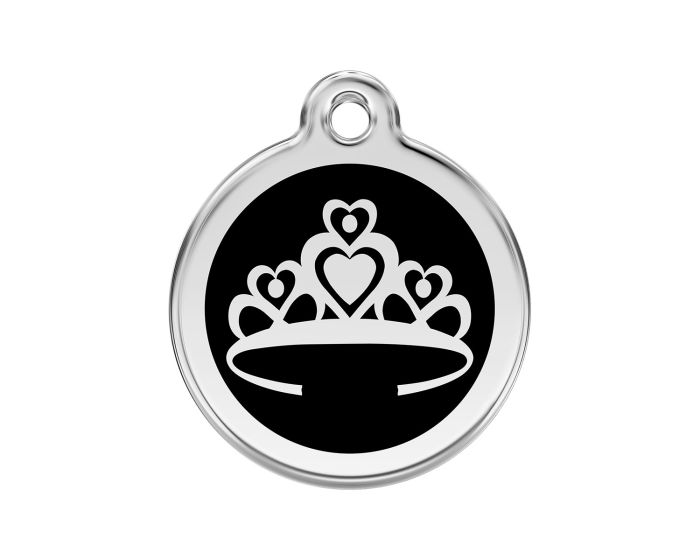 Médaille chien gravée couronne princesse noir