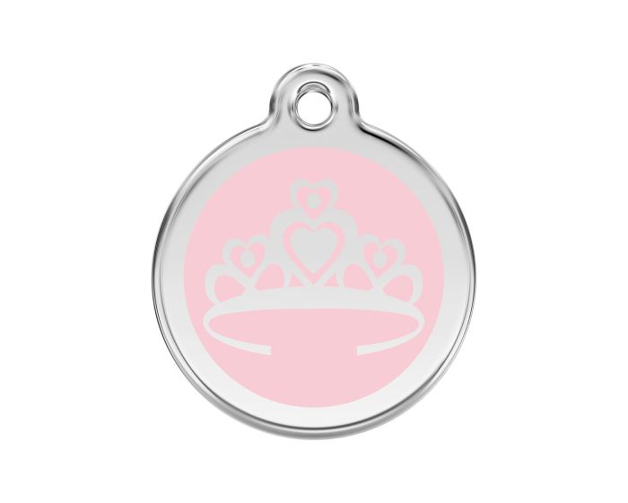 Médaille chien gravée couronne princesse rose