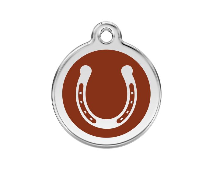 Médaille chien gravée fer à cheval marron