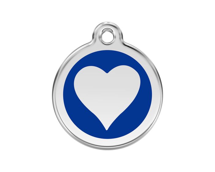 Médaille chien gravée coeur bleu foncé
