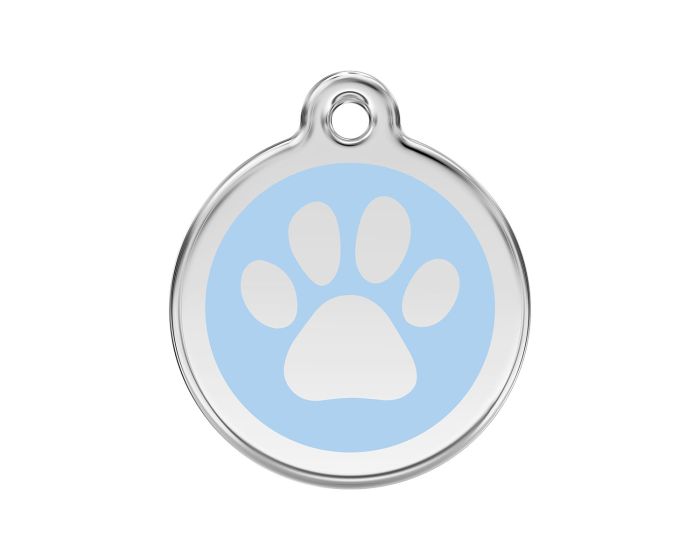 Médaille chien gravée empreinte de patte bleu clair
