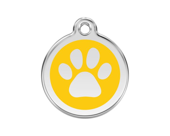 Médaille chien gravée empreinte de patte jaune