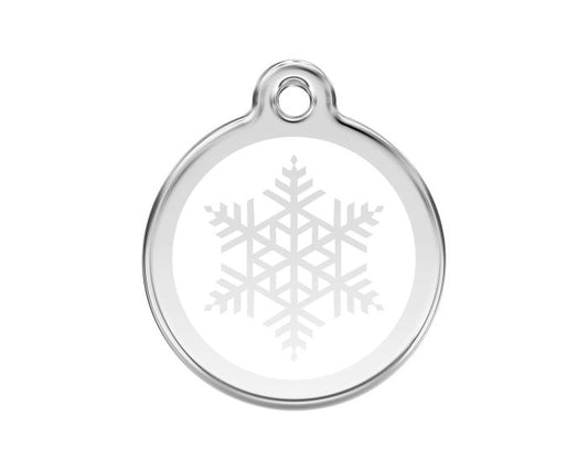 Médaille chien gravée flocon de neige