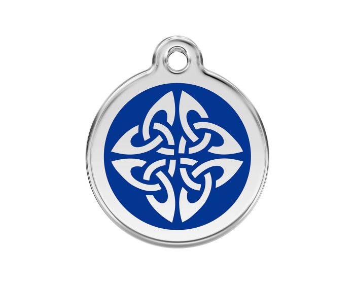 Médaille chien gravée flèches tribales bleu foncé