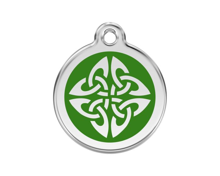 Médaille chien gravée flèches tribales vert