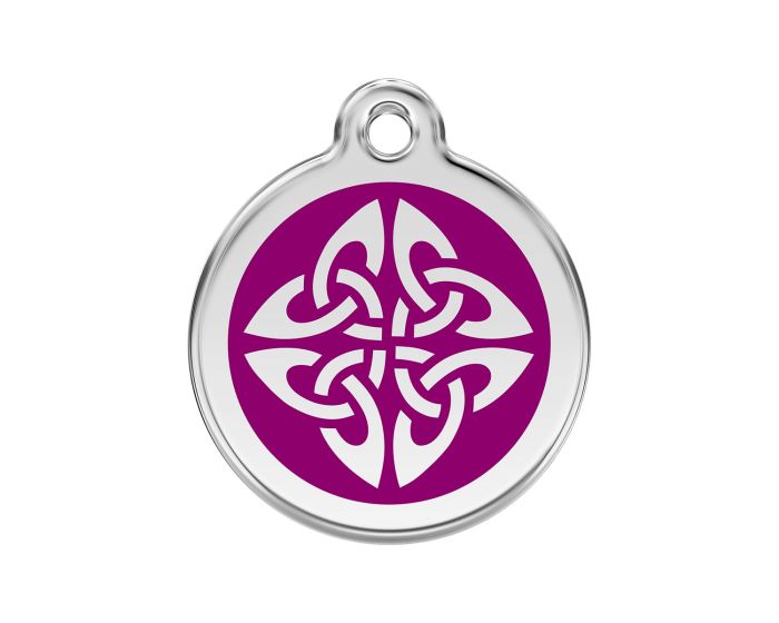 Médaille chien gravée flèches tribales violet