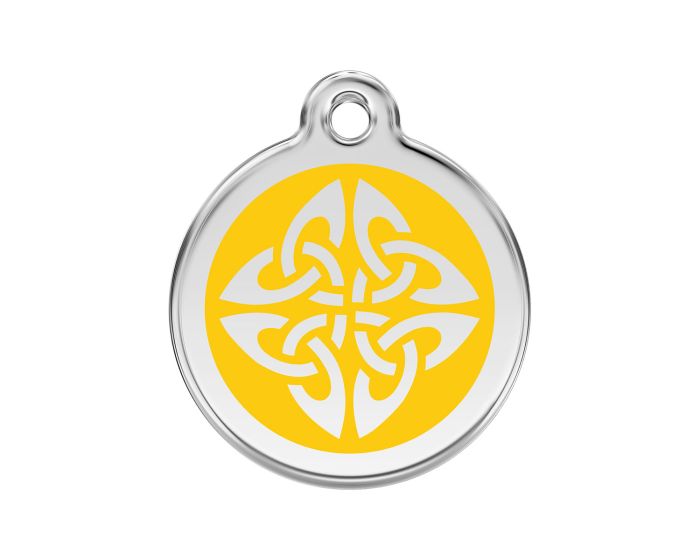 Médaille chien gravée flèches tribales jaune