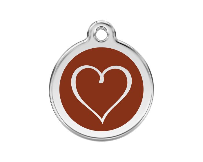 Médaille chien gravée coeur tribal marron