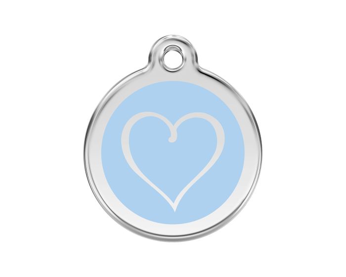 Médaille chien gravée coeur tribal bleu clair