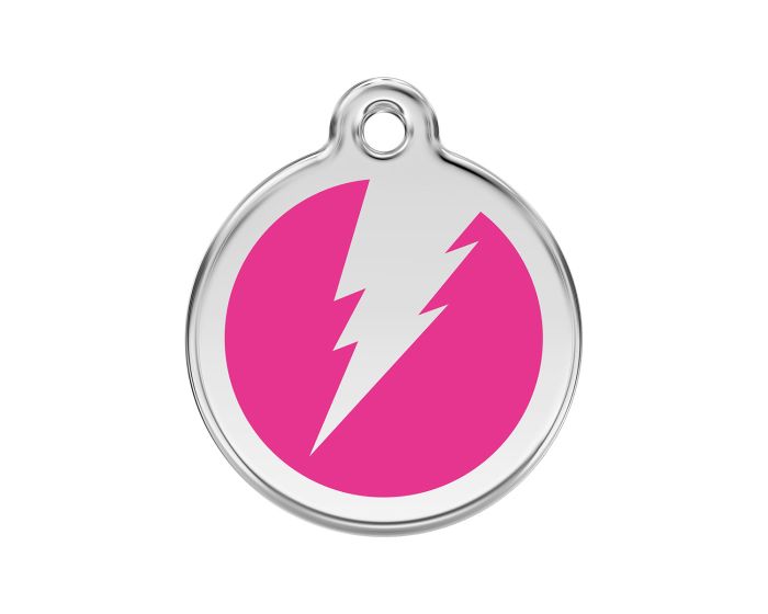 Médaille chien gravée flash rose vif