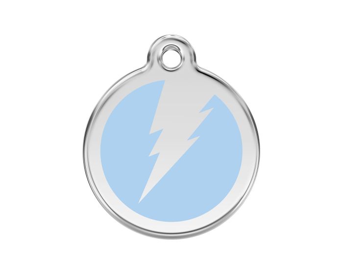 Médaille chien gravée flash bleu clair