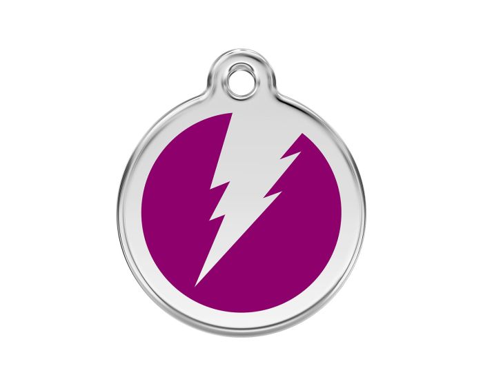 Médaille chien gravée flash violet